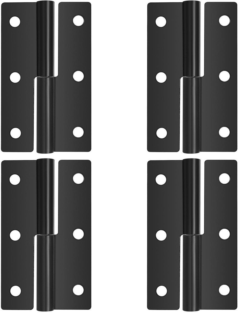 Dailygoods - 4 stuks afneembaar uittilscharnier, 62 x 37 x 1,5 mm, afneembare deurscharnieren, inklapbaar, voor binnendeuren, meubels, industriële kasten