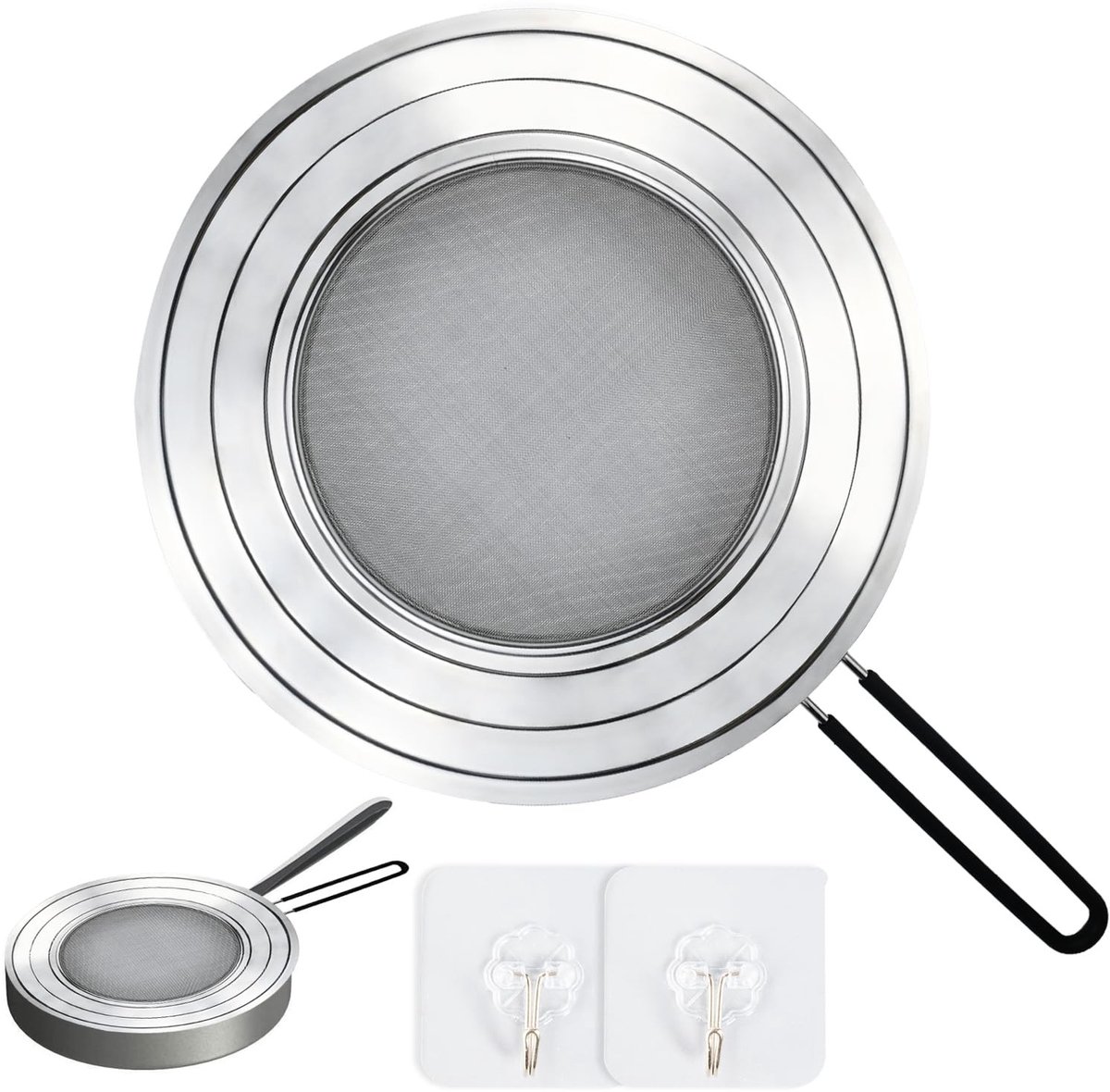 Dailygoods - VINEST 30 cm spatbescherming voor pannen, inklapbare handgreep, spatbescherming, roestvrij staal, spatbescherming, vaatwasmachinebestendig, spatbescherming voor pannen, bescherming, vetspatten