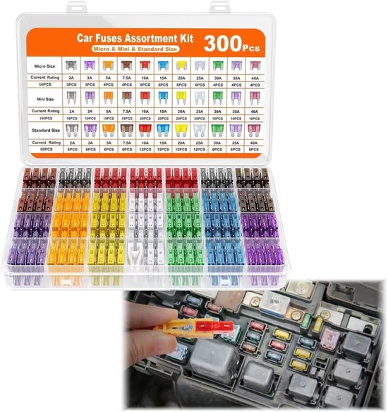 Auto Zekeringen Set - Steekzekeringen Assortiment - Voertuig Reparatie - Kleurgecodeerd Ampèrage - 300 Stuks - Multicolor