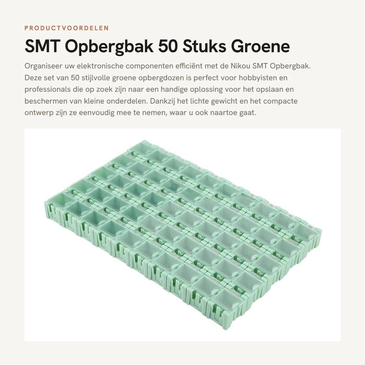 Dailygoods - SMT Opbergbak - 50 Stuks Groene SMD Container voor Elektronische Componenten