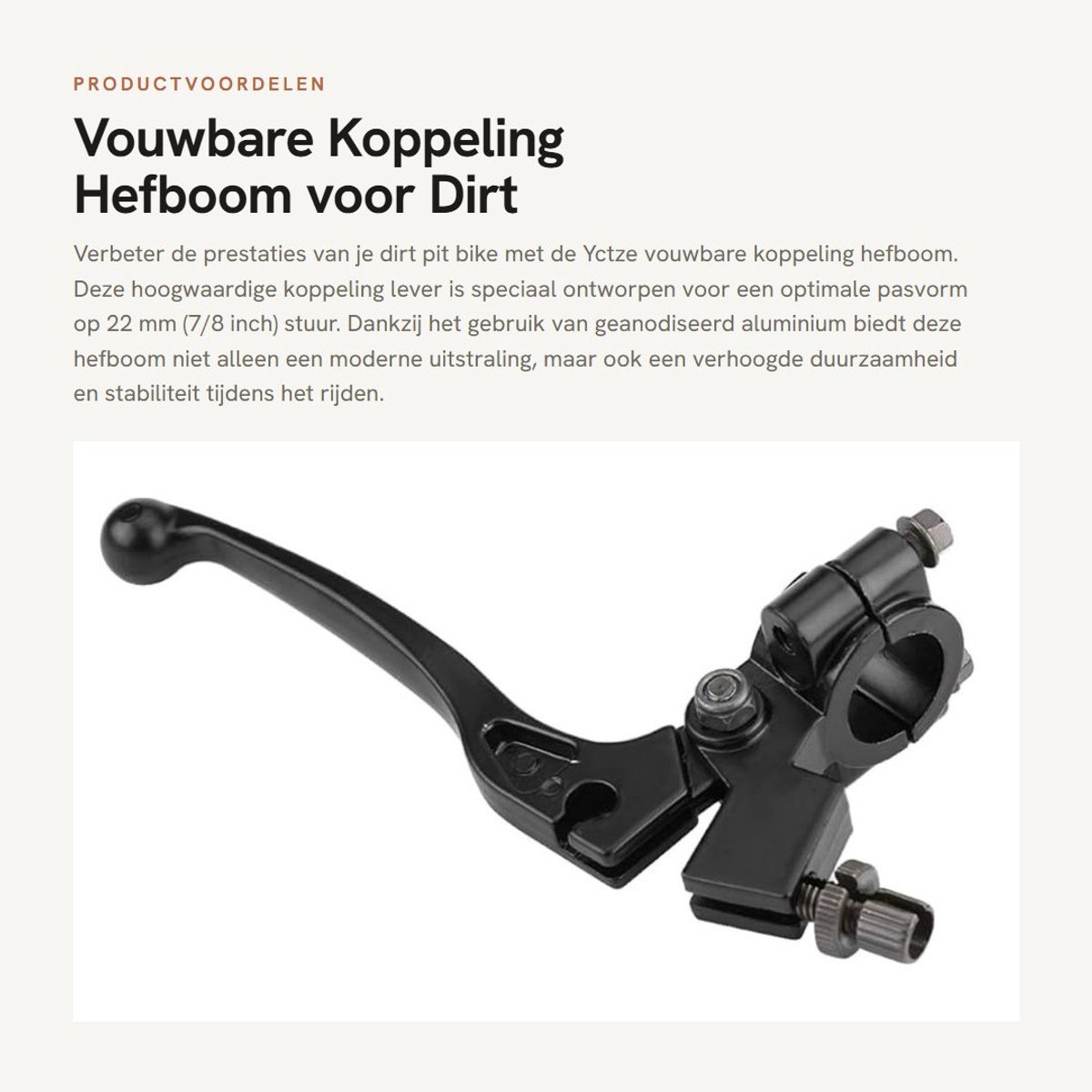 Dailygoods- Koppelinghebel Vouwbaar - 22mm/7/8 inch - Handvat - Dirt Pit - Aluminium - Schokbestendig - Motorfiets Hendel