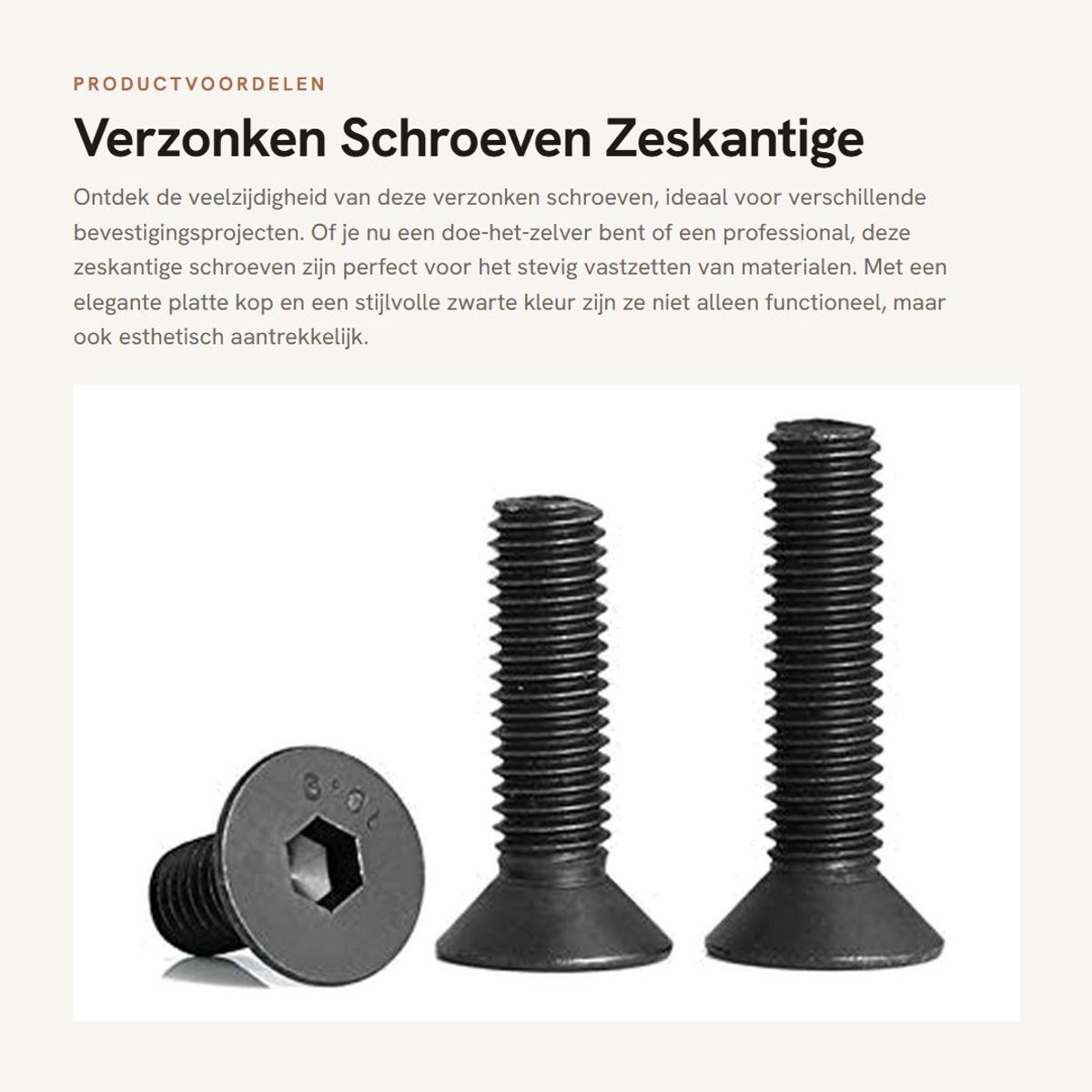 Dailygoods- Bevestigingsschroeven 5 stuks - Zeskantige Schroeven - Verzonken Bouten - Schroeflengte 30 mm - Diameter M5 - Kleur Zwart