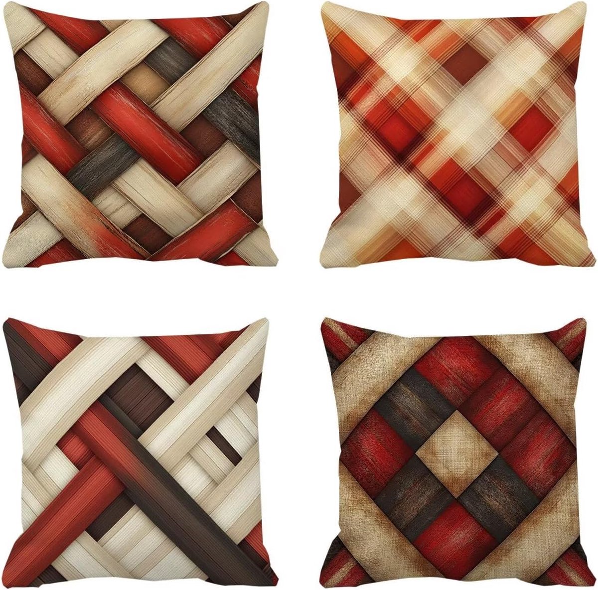 Buitenkussens rood - Decoratieve hoezen - Woonkamer verfraaien - Zachte fluwelen stof - 4