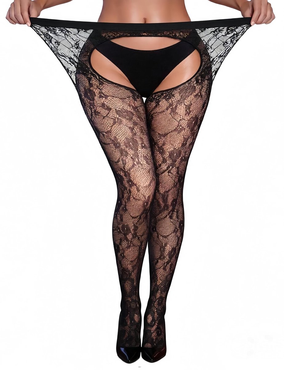 Dailygoods- Panty Sexy Open - Jarretelpanty - Transparant - Hoge Taille - Plus Maten XS-5XL - Ademend Materiaal