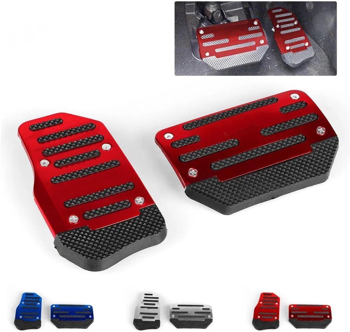 Pedaal Covers - Auto Accessoires - Verbeterde Grip - Universele Pasvorm AT - 2 Stuks Set - Zilver
