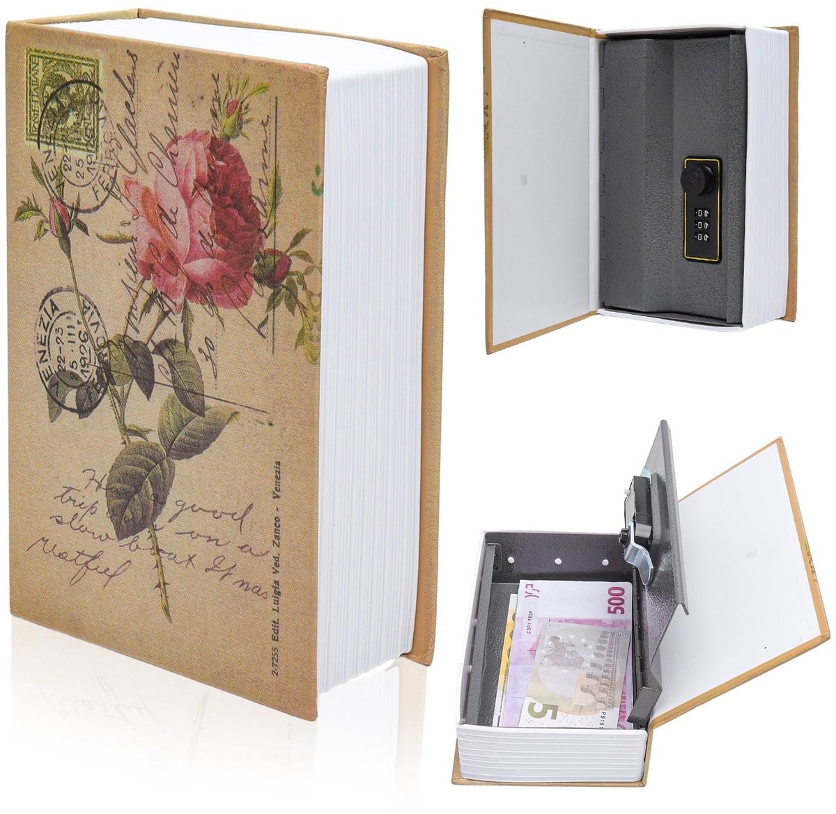 Dailygoods - Boekenkluis met cijferslot, boekveilige opslag voor bankbiljetten, sieraden, sleutels, boekverstopping, spaarpot als geheim bewaarboek voor thuis, kantoor, reizen