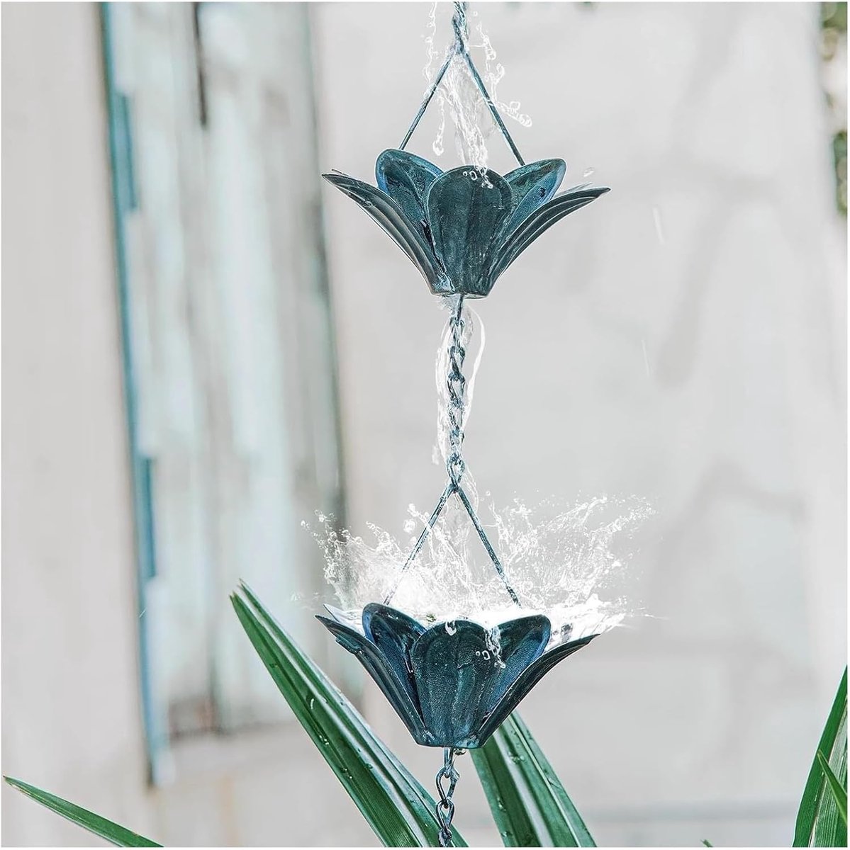 Regenketting - Waterafvoer Ketting - Dakgoot Afwatering - Decoratief Waterlandschap - 24 meter - Antiek Blauw