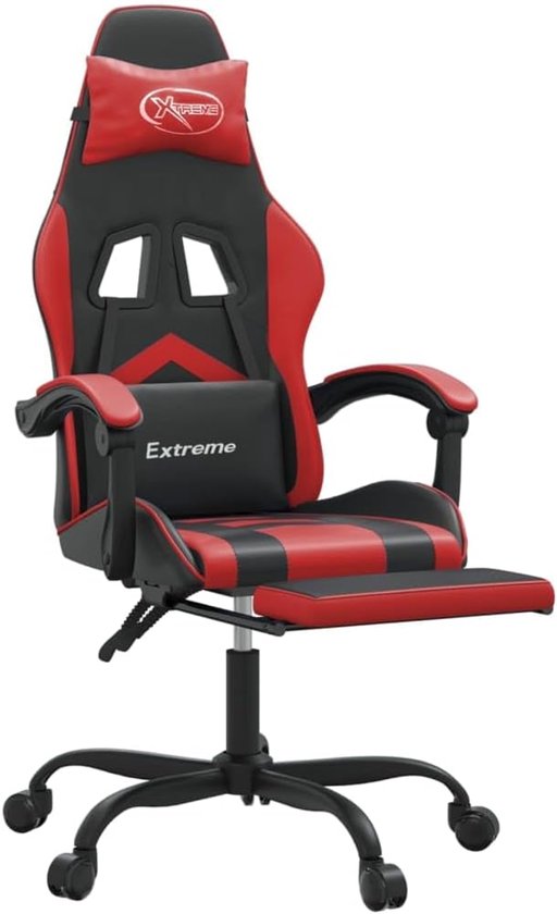 Gamingstoel met voetensteun - Comfortabele bureaustoel - Ontspannen gamen - Verstelbare rugleuning - Max 110 kg - Zwart rood — afbeelding 4