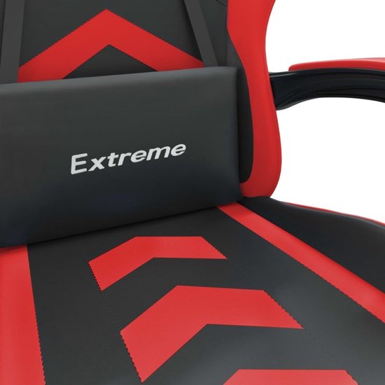 Gamingstoel met voetensteun - Comfortabele bureaustoel - Ontspannen gamen - Verstelbare rugleuning - Max 110 kg - Zwart rood — afbeelding 2