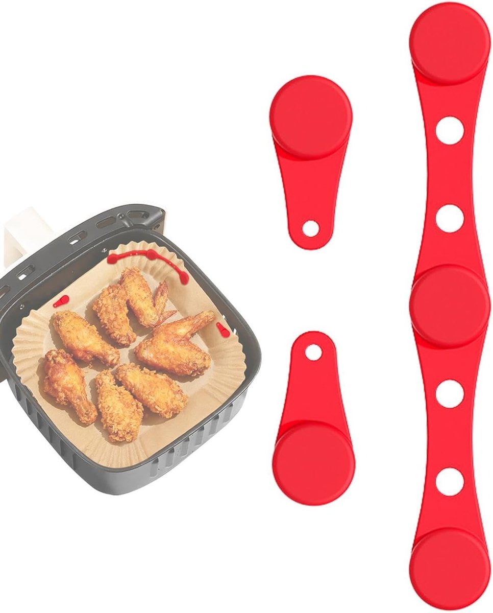 Airfryer Magneten Parchment Houder Perkament Beveiligen Krasbestendig Siliconen 10.2x1.4cm Zwart