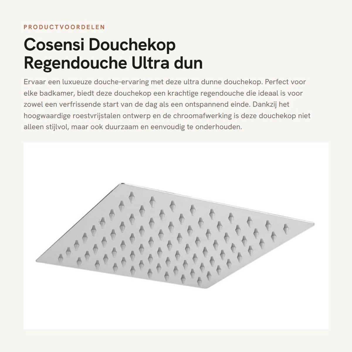 Dailygoods- Douchekop Ultra Dun 8 Inch - Hoge Druk - Antikalk - Roestvrij Staal - Silicone - Gezond Waterkwaliteit - Regen Douchekop
