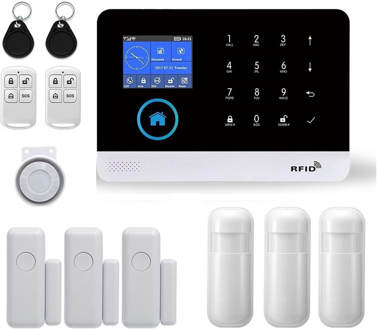 Draadloos Alarmsysteem - Huisbeveiliging - Huis Beveiligen - 4G GSM Connectiviteit - 10mm - C