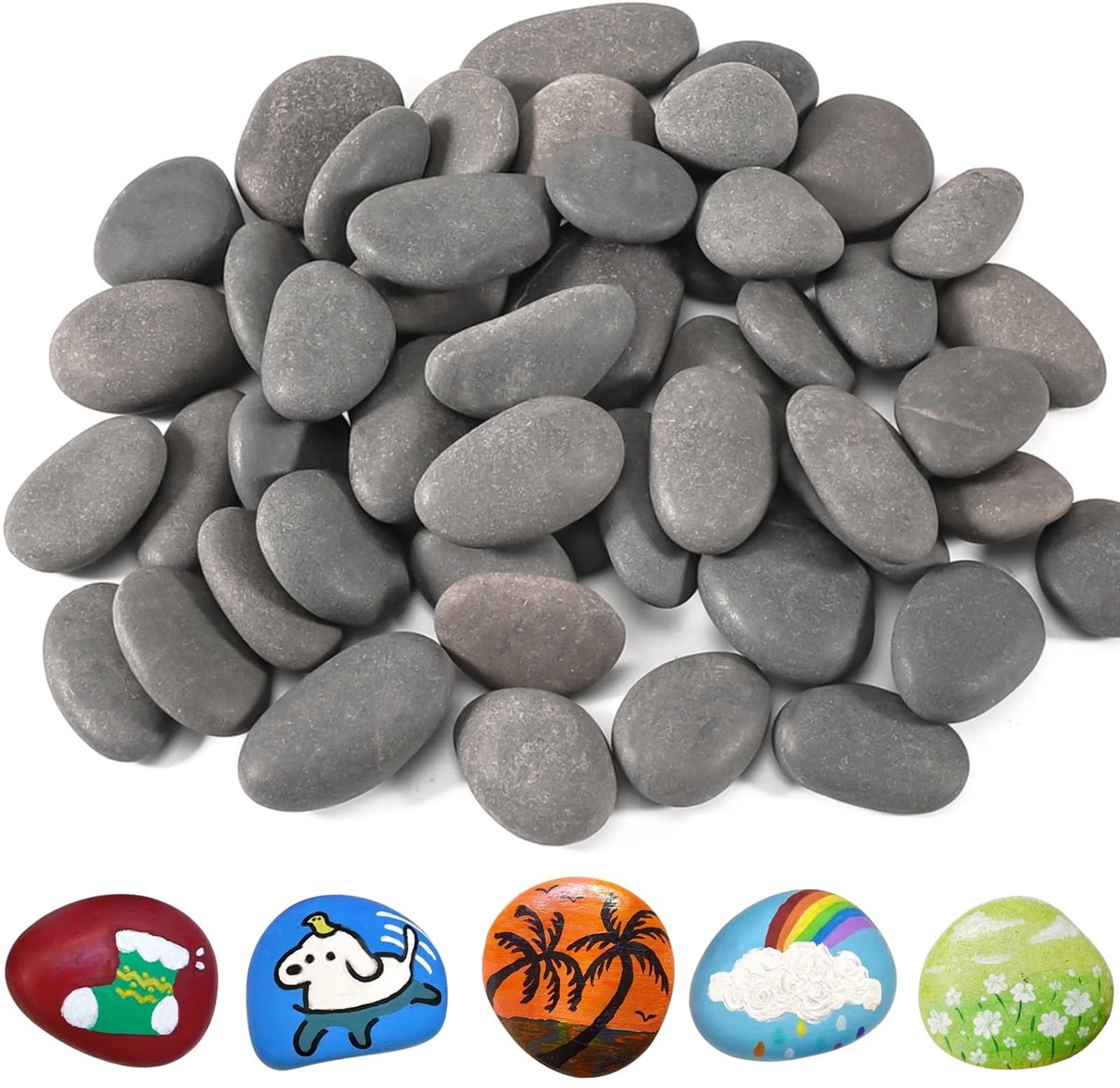 Dailygoods- Stenen 50 stuks - Platte Kiezelstenen 2-3 cm - Decoratieve Stenen - Natuursteen - Doe-het-zelf - Aquarium Decoratie - Kiezels