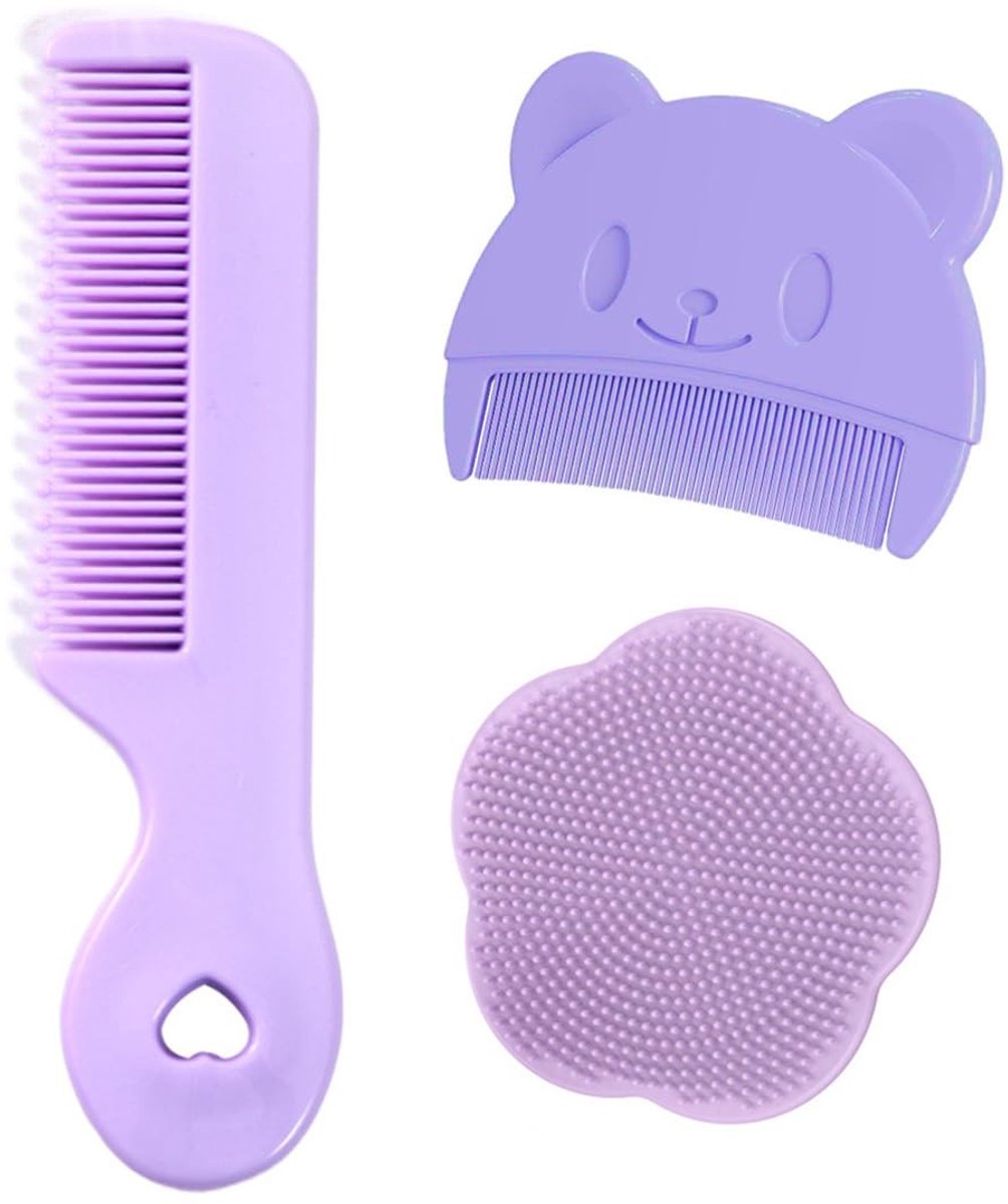 Dailygoods- Badborstel - Babyborstel - Kam - Siliconen - 3 Stuks - Zacht voor Hoofdhuid