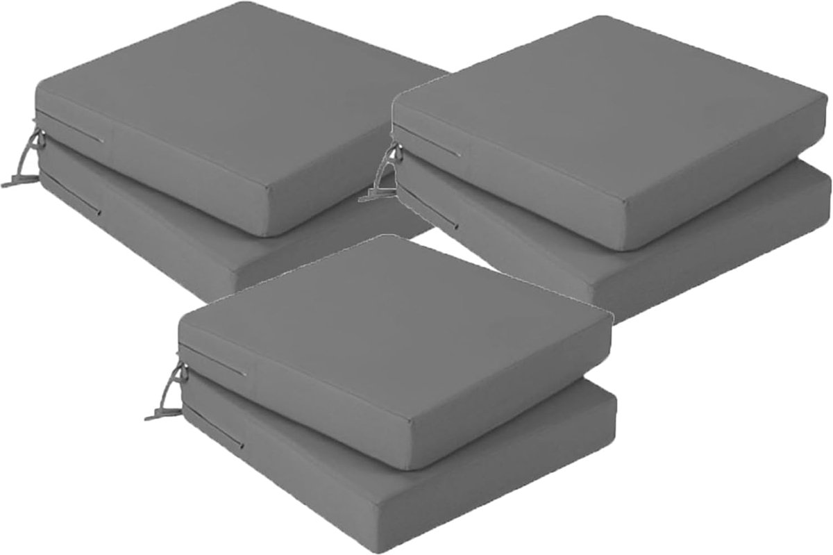 Tuinstoelkussens Set - Zitkussens Buiten - Comfortabel Zitten - Waterdicht Antislip - 45 x 45 cm - Grijs