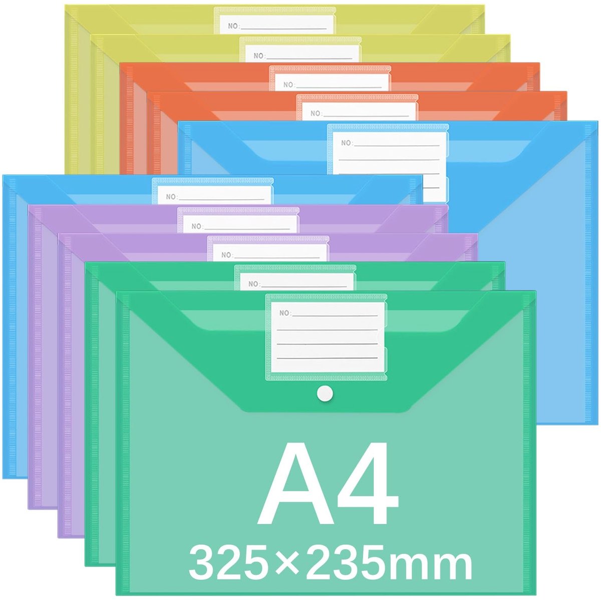 Dailygoods - Documentenmap A4 - 10 Stuks met Klittenbandsluiting en Etiketten