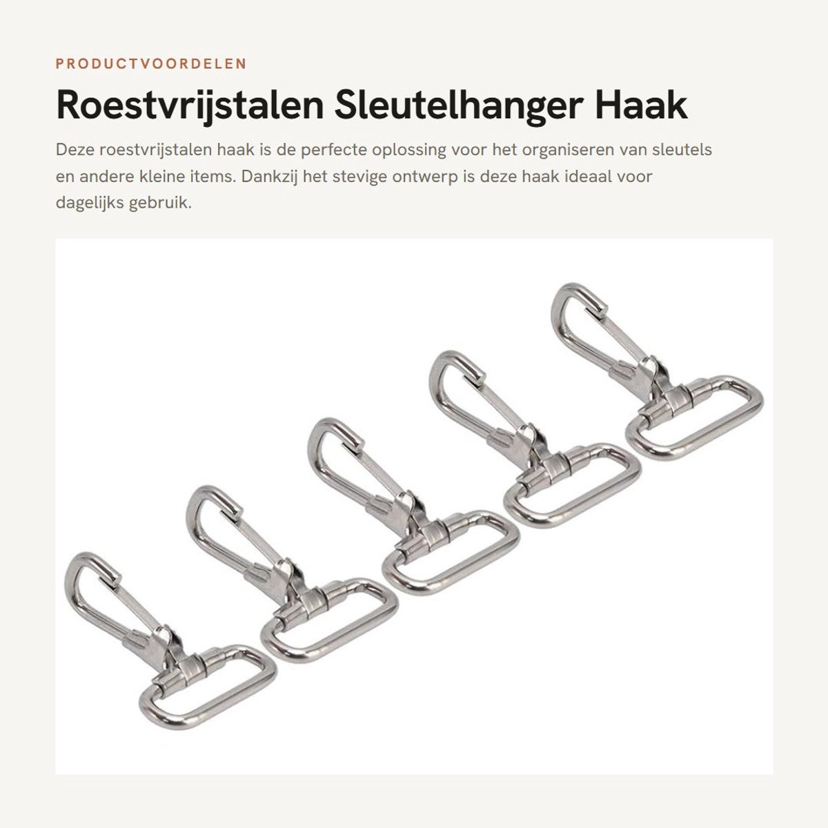 Dailygoods- Sleutelhanger Roestvrij staal - 5-st Haak - Dogelasha - Hoogwaardige Kwaliteit - Efficiëntie Verbeteren - Voor Werk en Leven