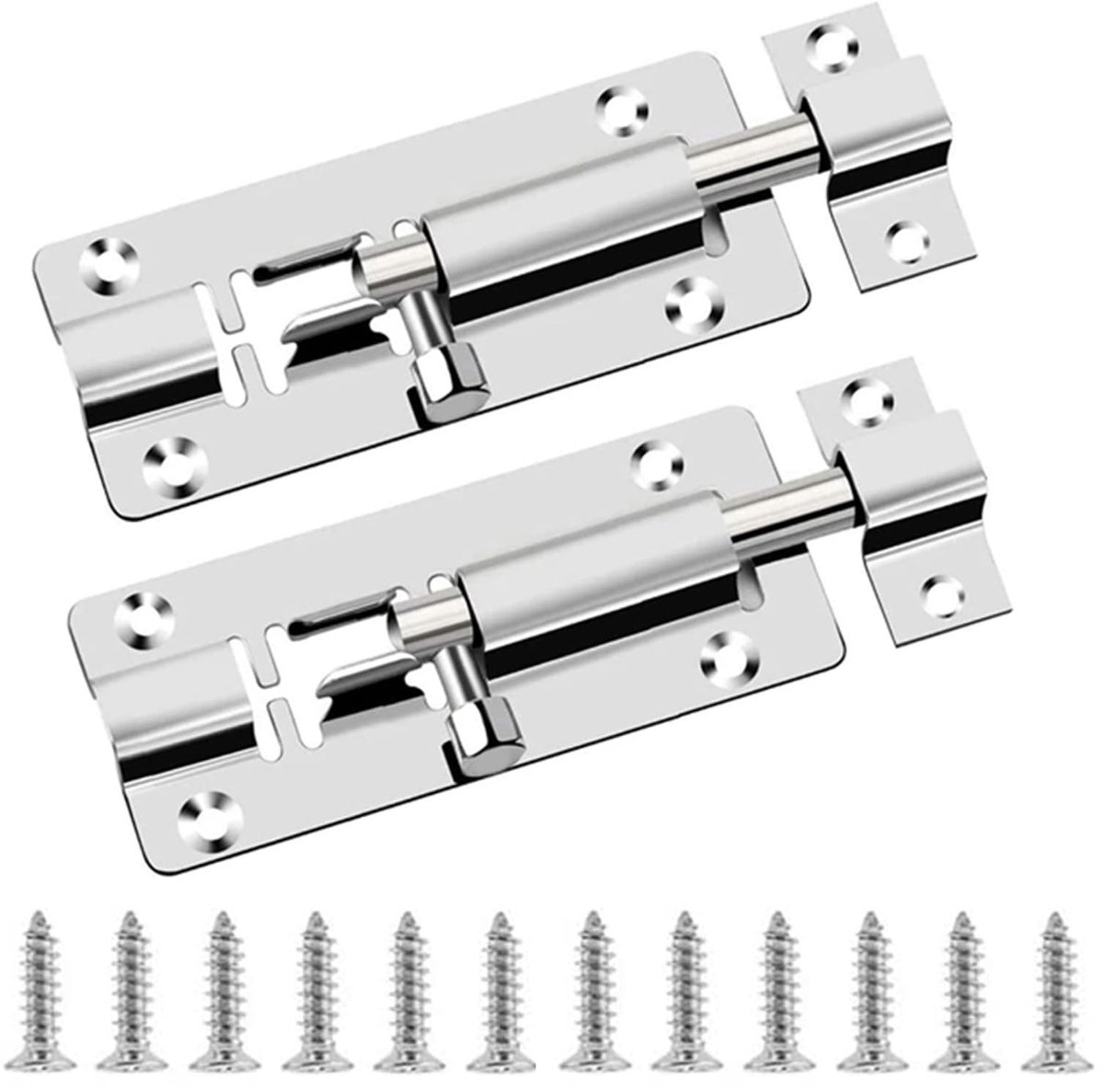 Dailygoods - Set van 2 Roestvrijstalen Deurvergrendelingen met Schroeven