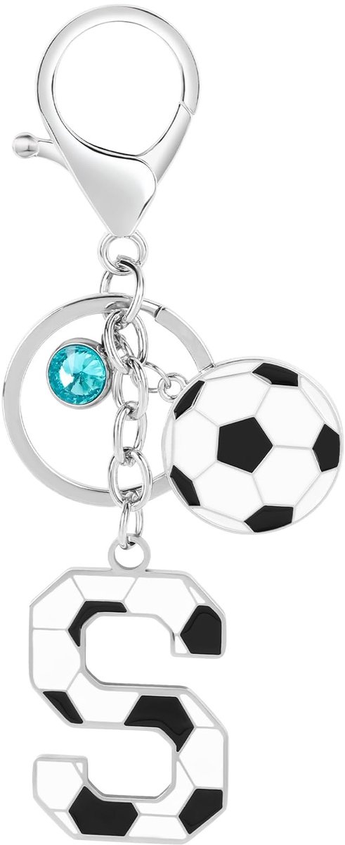 Dailygoods - Voetbal Sleutelhanger met Beginletter S voor Sportliefhebbers