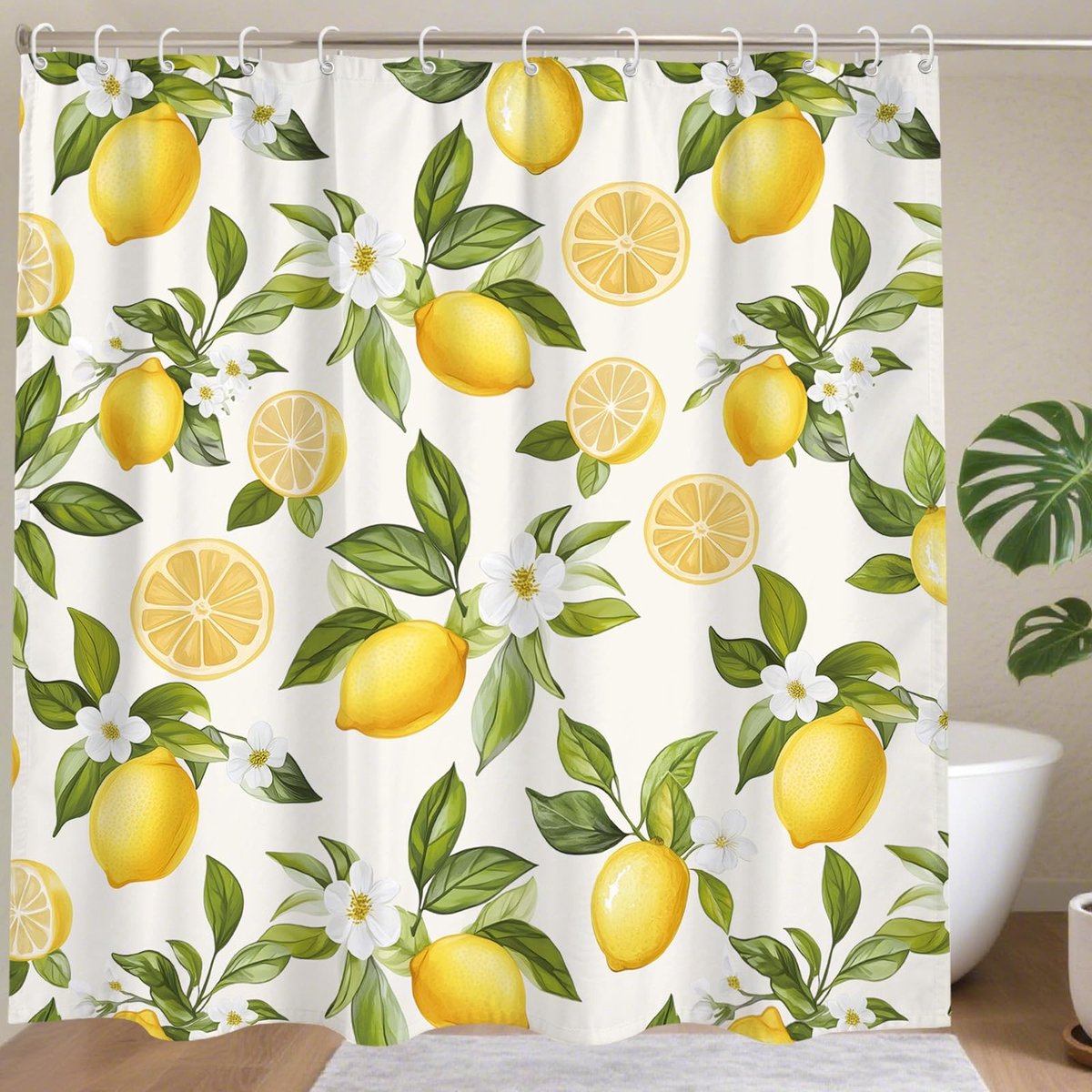 Dailygoods- Douchegordijn Waterdicht 183x183 cm - Gele Citroenen