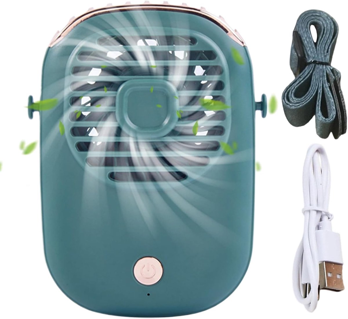 Kleine handventilator - Draagbare blazer - Verfrissing onderweg - 3 standen luchtstroom - 4 x 9.5 x 4 cm - Groen