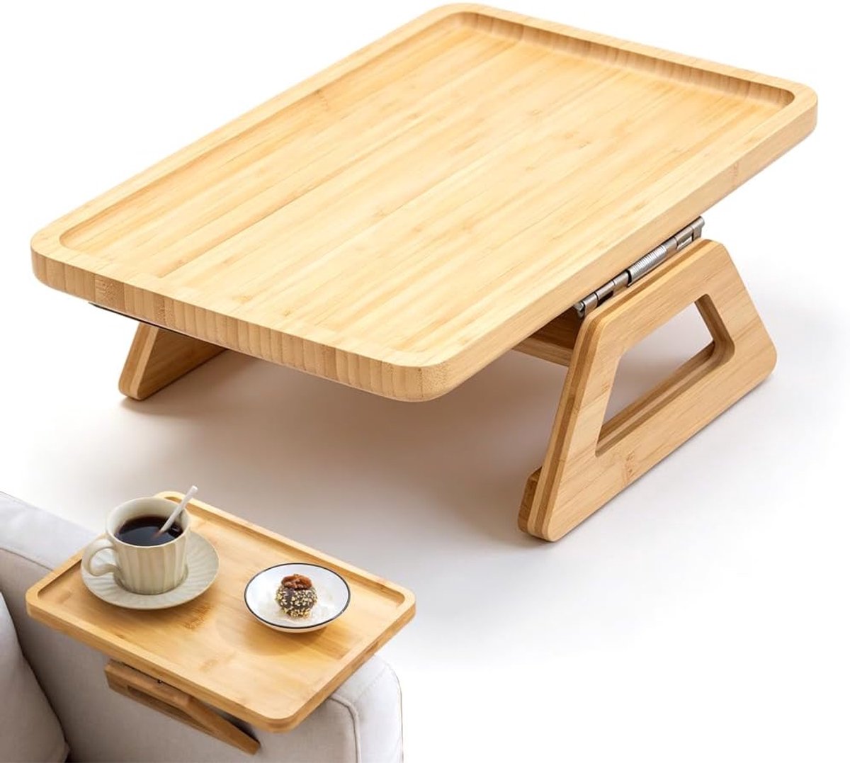 SnelShoppen - Sofa Tray Armleuning, Waterdichte Sofa Tray met Vaste Klem, Armleuningen Tray voor Dranken, Snacks, Mobiele Telefoon en Afstandsbedienin