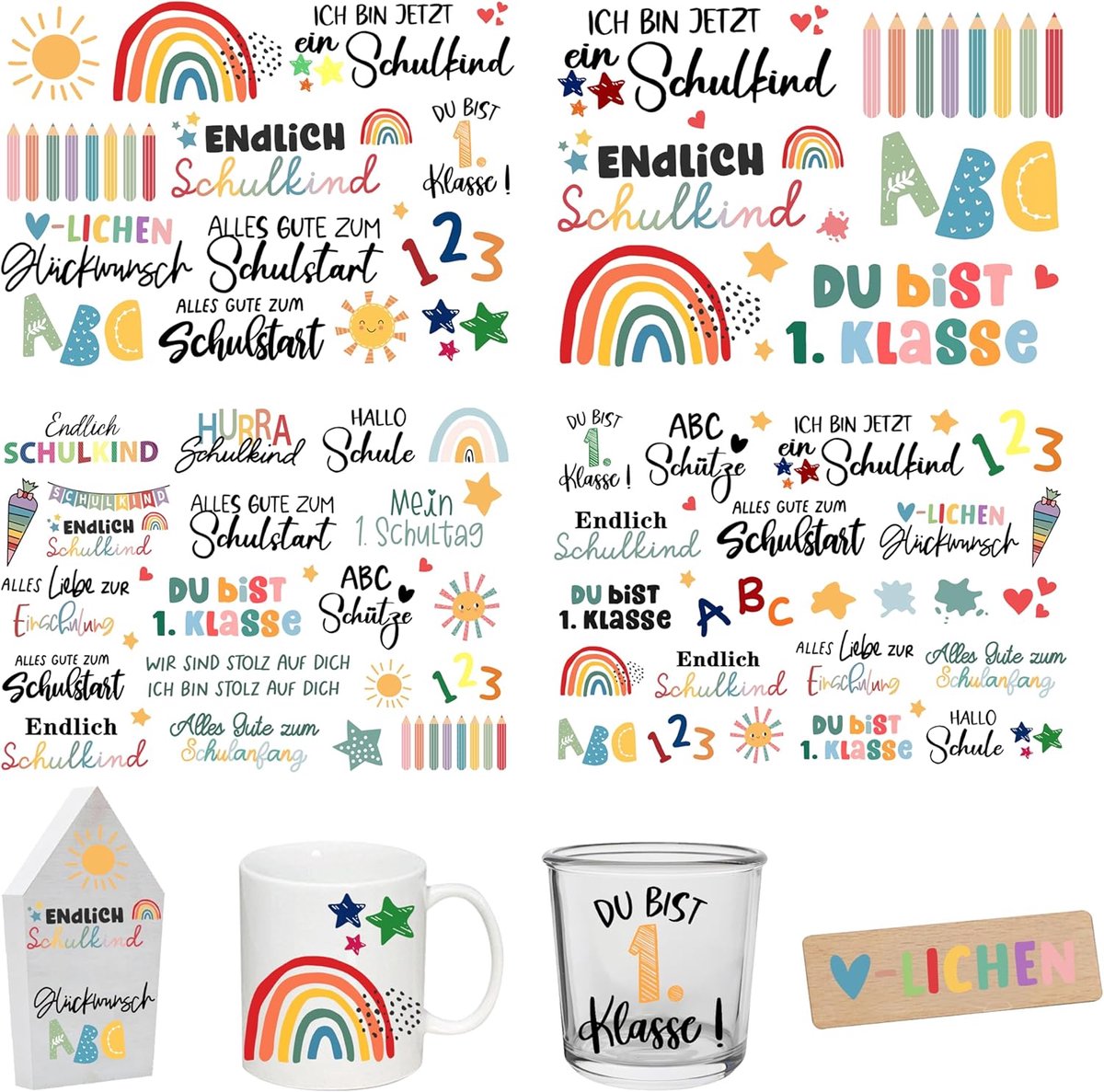 On Stickers, ca. A5, 19 x 14 cm, spreuk, decoratie voor verjaardag, keraflott, bruiloft, thuis, wisfolie voor meubels, glas, hout, fotoalbum, doe-het-zelf decoratie, esthetische sticker