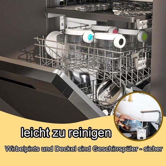 4 containers 480 ml ijscontainers voor Ninja Creami NC701 & NC700 serie ijsmachines - BPA-vrij, vaatwasmachinebestendige ijsmachine-accessoires (pak van 4 met kleurrijke lepels) — afbeelding 4