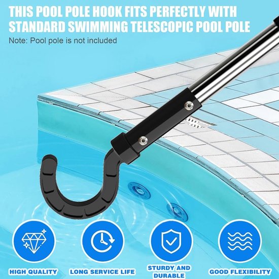 Haak voor poolrobot, Poolhaak voor stangen met telescoopsteel 185 cm, Poolhaak voor poolzuigerrobot, Poolreinigingsaccessoires haak, Generieke haak voor poolreiniger robottoebehoren — afbeelding 2