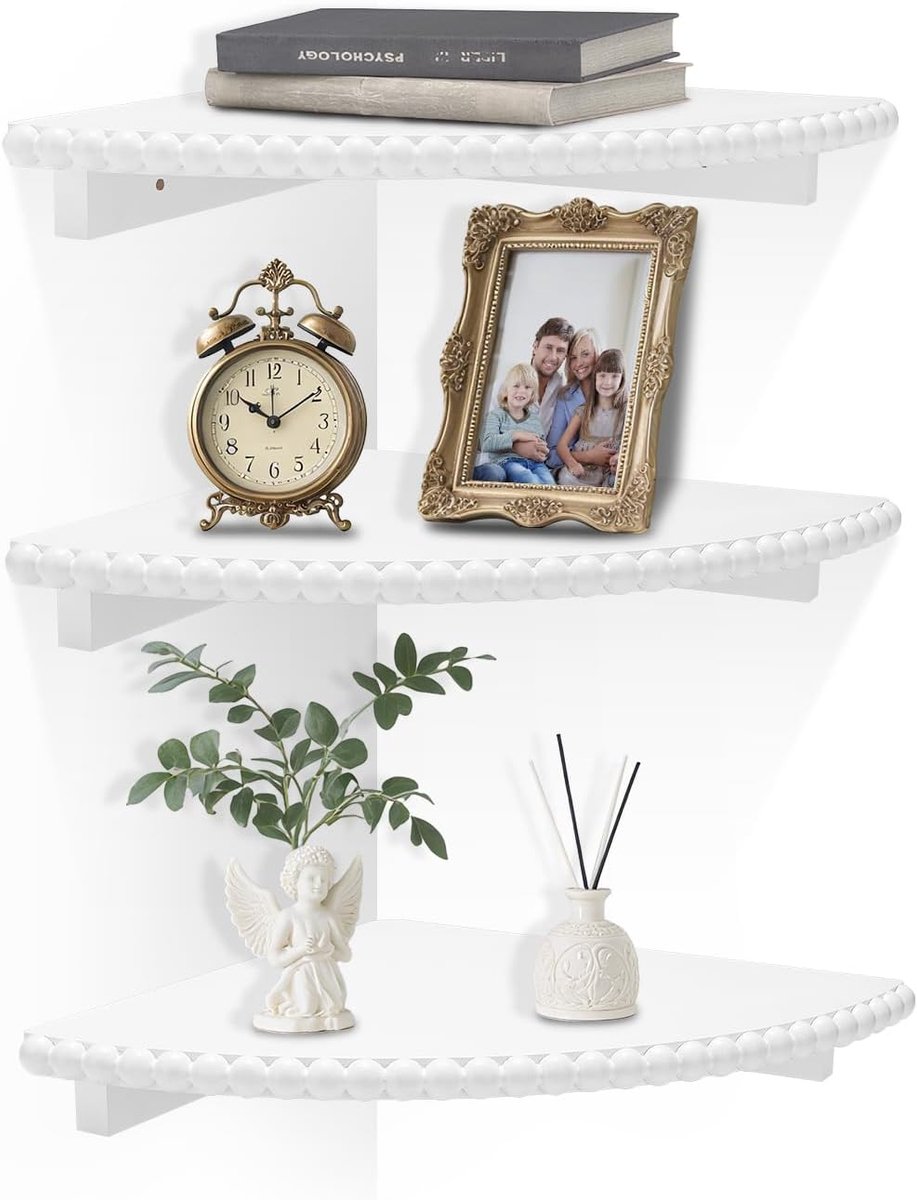 Zwevende hoekplanken voor muur, wit