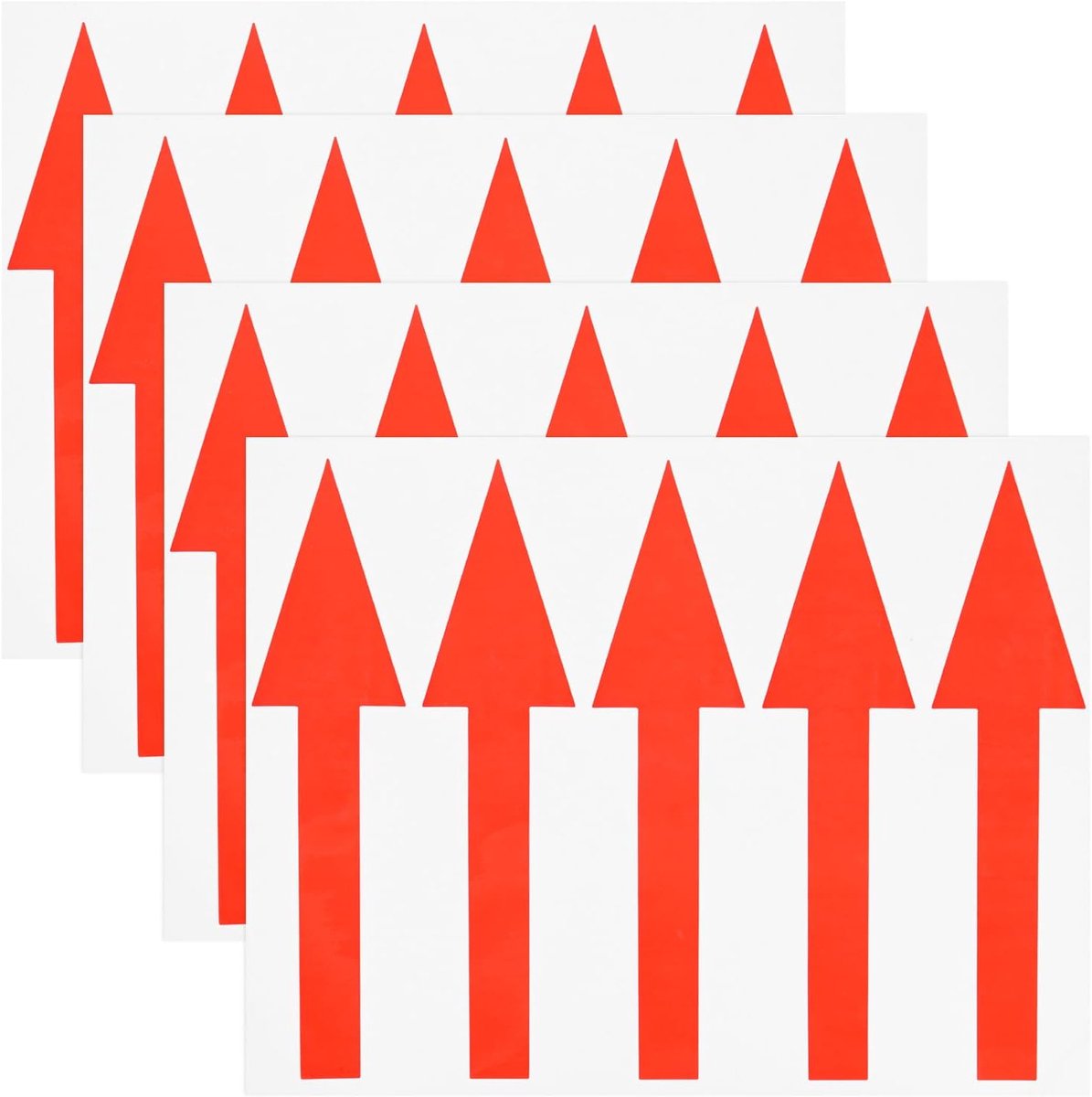 METERXITY 4 stuks pijlstickers, 150 x 37 mm, pvc, waterdicht, zelfklevend, richtingspijlen, verwijderbare richtingspijlen, stickers, stickers voor muurmarkering/verkeersbord [rood]
