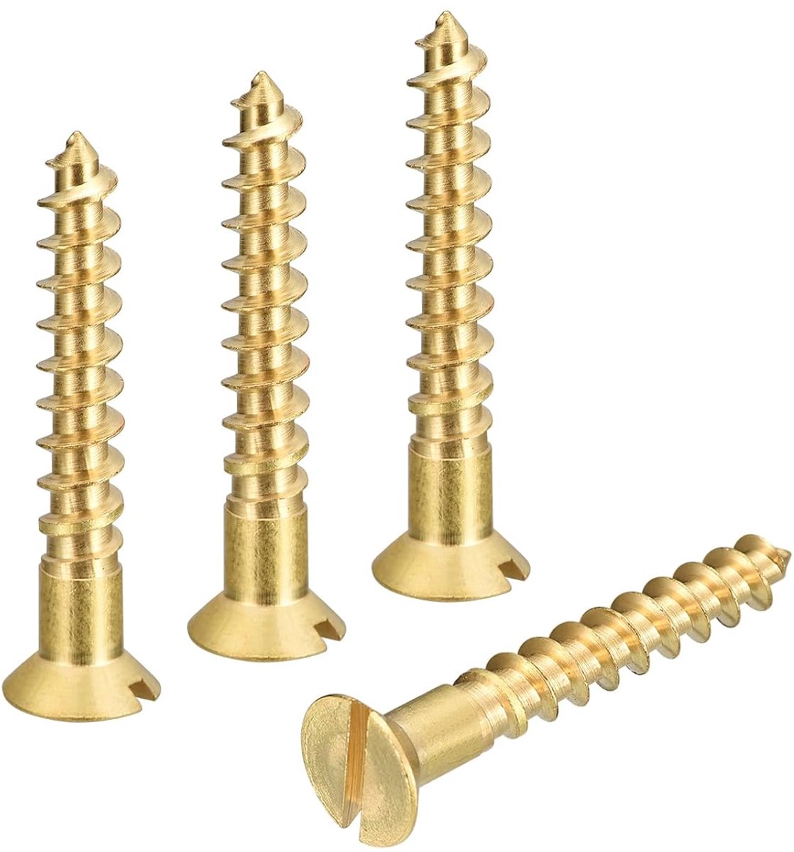 Houtschroeven, 4 stuks M6 x 40 mm sleufaandrijving, verzonken kop, zelftappende schroef voor houtbewerking en meubels