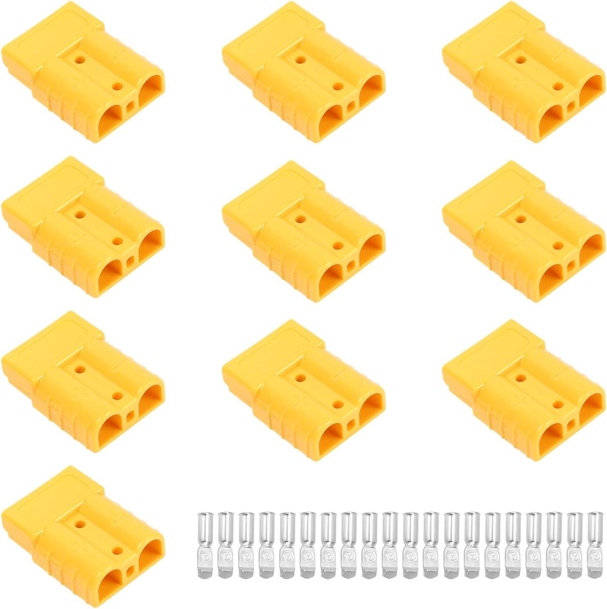 10 stuks Anderson stekkers, 50 A, 600 V batterijaansluiting, Quick Connect, accustekker, snelaansluiting, stekker voor auto, motorfiets, caravan (geel)
