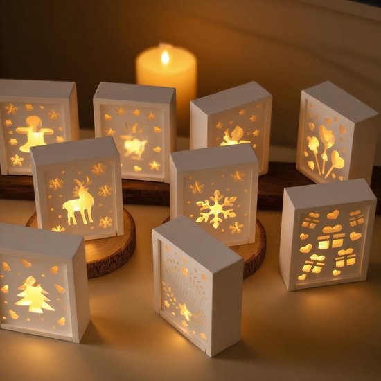 gietvormen voor Pasen, 10 stuks geschenkdoos, siliconen mal voor Pasen met 20 ledballonlampen, gietvorm voor Pasen met eland, boom, ster, gips om te gieten, siliconen, Valentijnsdag — afbeelding 3