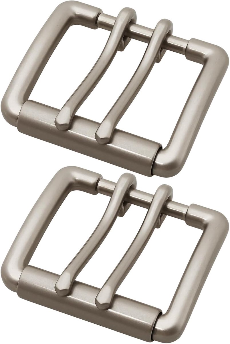 Store 2 stks Dubbele Pin Lederen Riem Gesp Binnendiameter 40mm Geschikt voor 40mm Bandjes Antiek Zilver