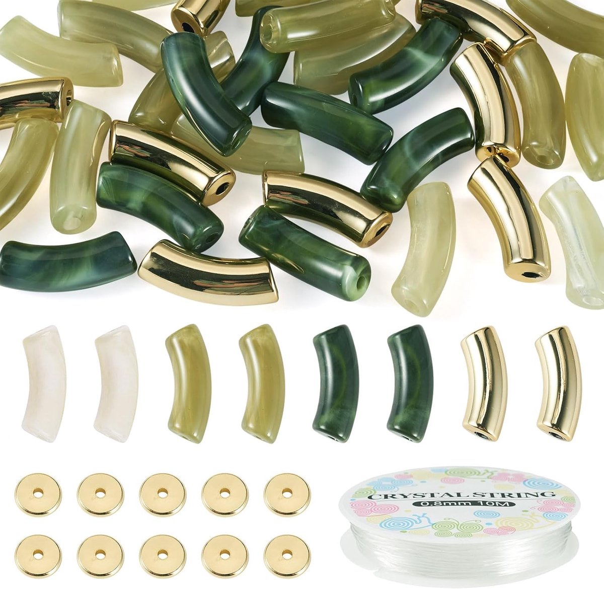 Kralen kristal lange bamboe acryl kralen met losse messing schijf kraal voor sieraden maken ketting armband doe-het-zelf ambachten