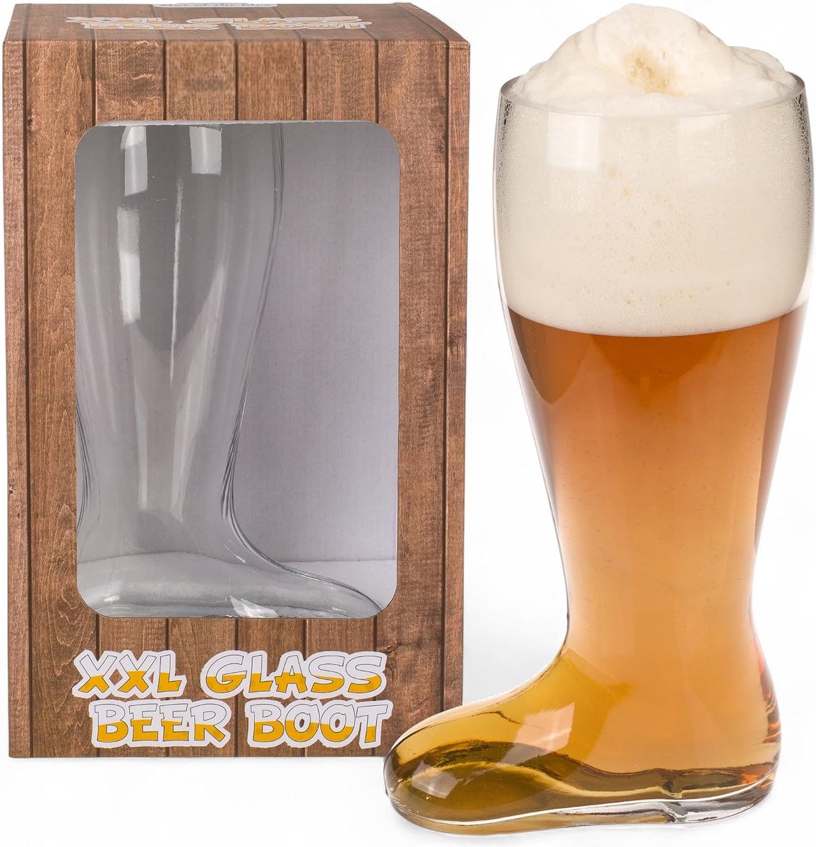XXL bierglas laarzen 2 liter – jumbo bierpul van glas voor Oktoberfest, party, Vaderdag mannencadeau, drinkspel, hoogte 32,5 cm