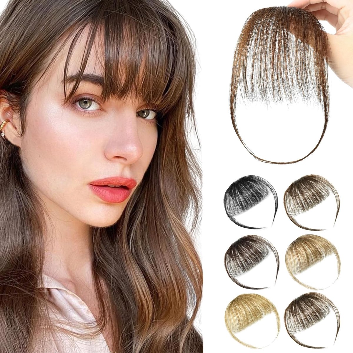pony, echt haar, voorkantfranje, luchtpony, haarverlengingen, ponyhaar voor dames, natuurlijk, kakaobruin
