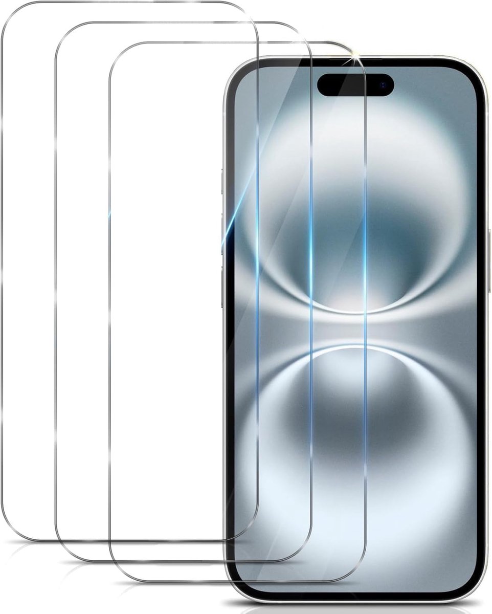 3 stuks gehard glas voor iPhone 16 Plus, iPhone 15 Pro Max, iPhone 15 Plus displaybescherming, krasbestendig, luchtbelvrij, hardheid 9H glas, 6,7 inch HD, transparant