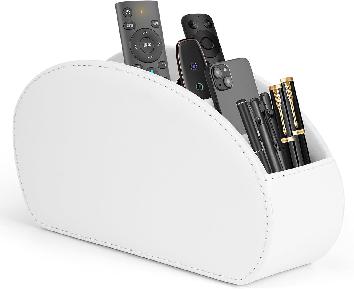 houder voor pennen, afstandsbediening, opbergbox voor tv, dvd, 4K-stick en Bluray afstandsbedieningen (wit)
