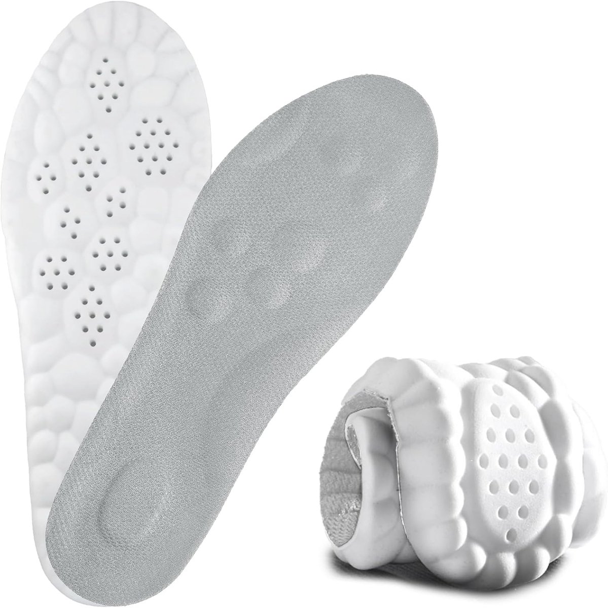 4D Cloud Inlegzolen voor mannen en vrouwen, traagschuim gewatteerde inlegzolen boogondersteuning comfortabele schoen inzetstukken voor voetpijnverlichting Trim-to-Fit (grijs, UK mannen 8-9/vrouwen 8,5
