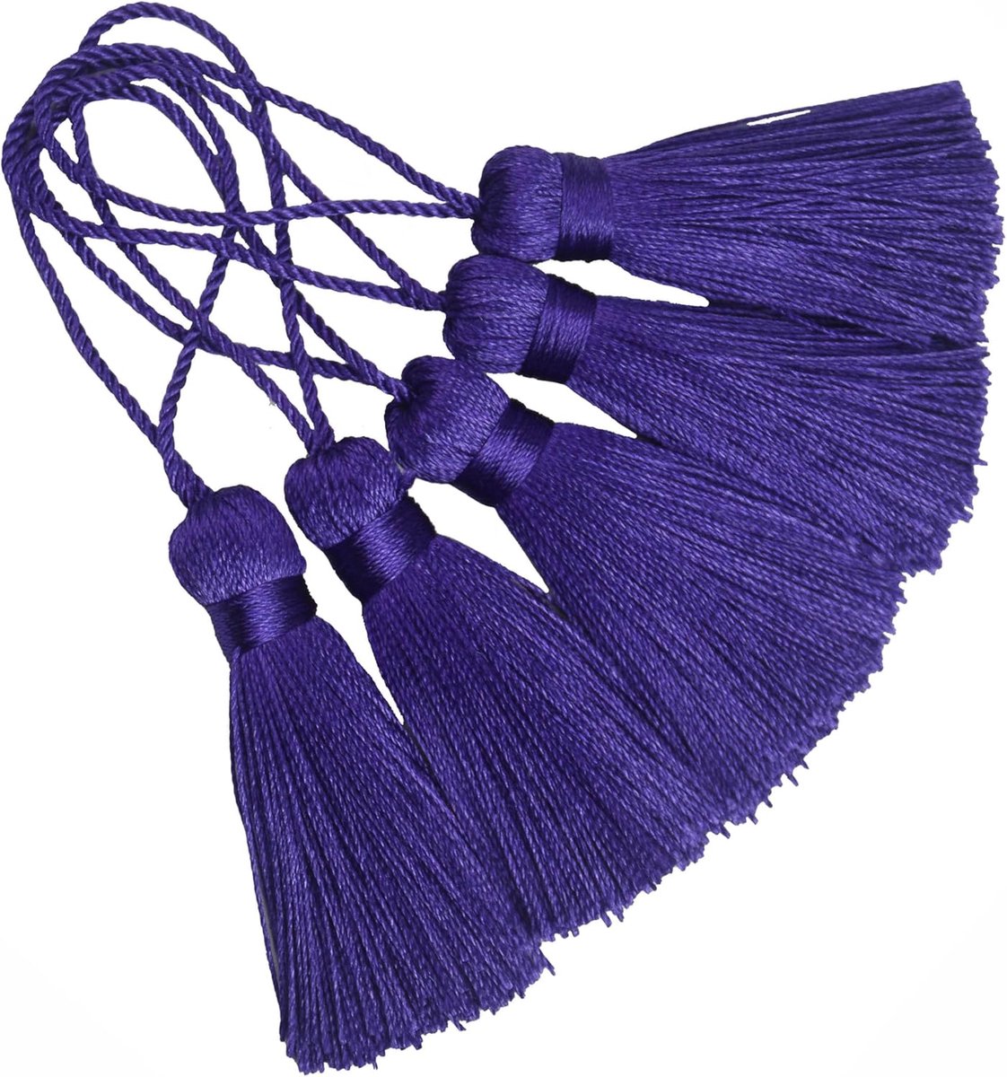 20 stuks 4,3 inch handgemaakte zijdeachtige mini handwerk kwast met 2-inch kabel slinger en kleine Chinese knoop voor oorbellen, boekenleggers, DIY handwerk accessoires (Donker Paars)