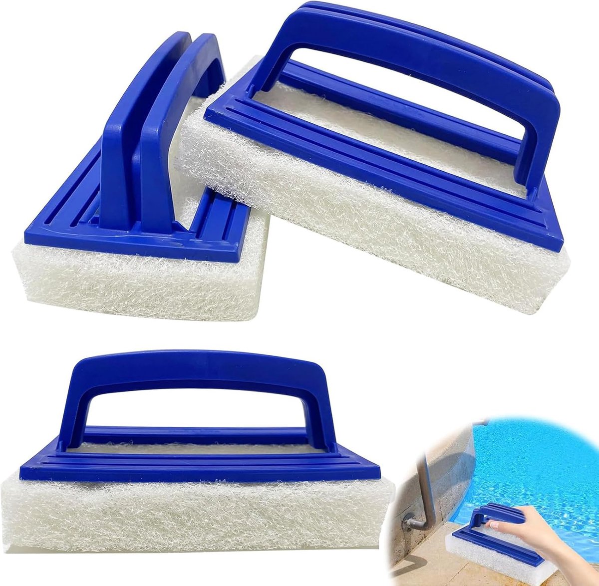 Zwembadborstels, blauwe sponsborstel voor het zwembad, kunststof borstel voor het reinigen van het zwembad, reinigingsborstel van de spons, geschikt voor badkamer, badkuip, tegelwand