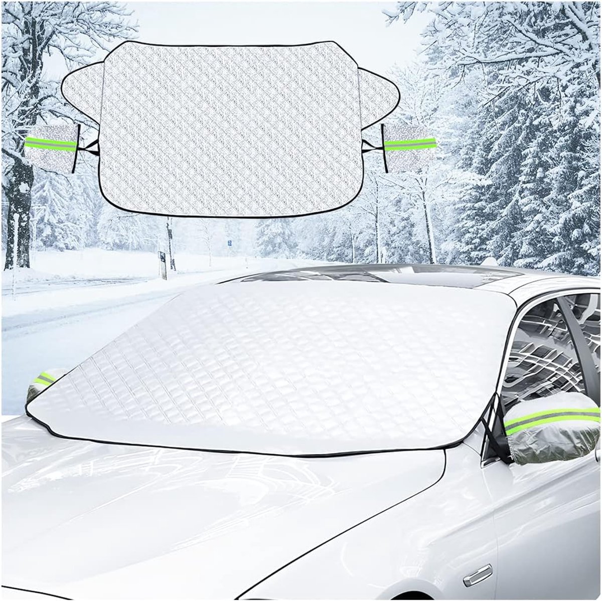 KZQ Magnetische voorruit sneeuwhoes voor auto -Waterdichte en winddichte bescherming - Beschermt tegen sneeuw ijs vorst zon en regen - Universeel voor SUV truck sedan en bestelwagen - Zilver