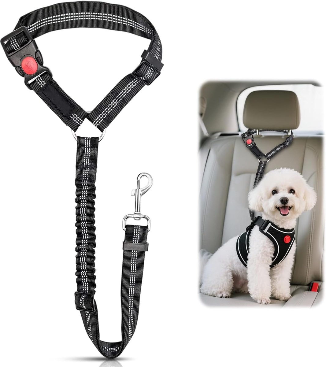 Veiligheidsgordel voor de auto, verstelbare hondenriem voor de auto, veiligheidsharnas voor honden, hondenveiligheidsgordel, elastische hondenriem voor kleine en middelgrote puppy's