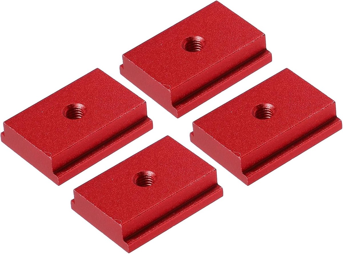 METERXITY Aluminium t-track (10 stuks, 1,2 inch, M5, rood) - T-schuifregelaar voor T-sleuf verstekschuifregelaar, dubbelgesneden en voorgeboorde montagegaten, toepassen op houtbewerking/armaturen