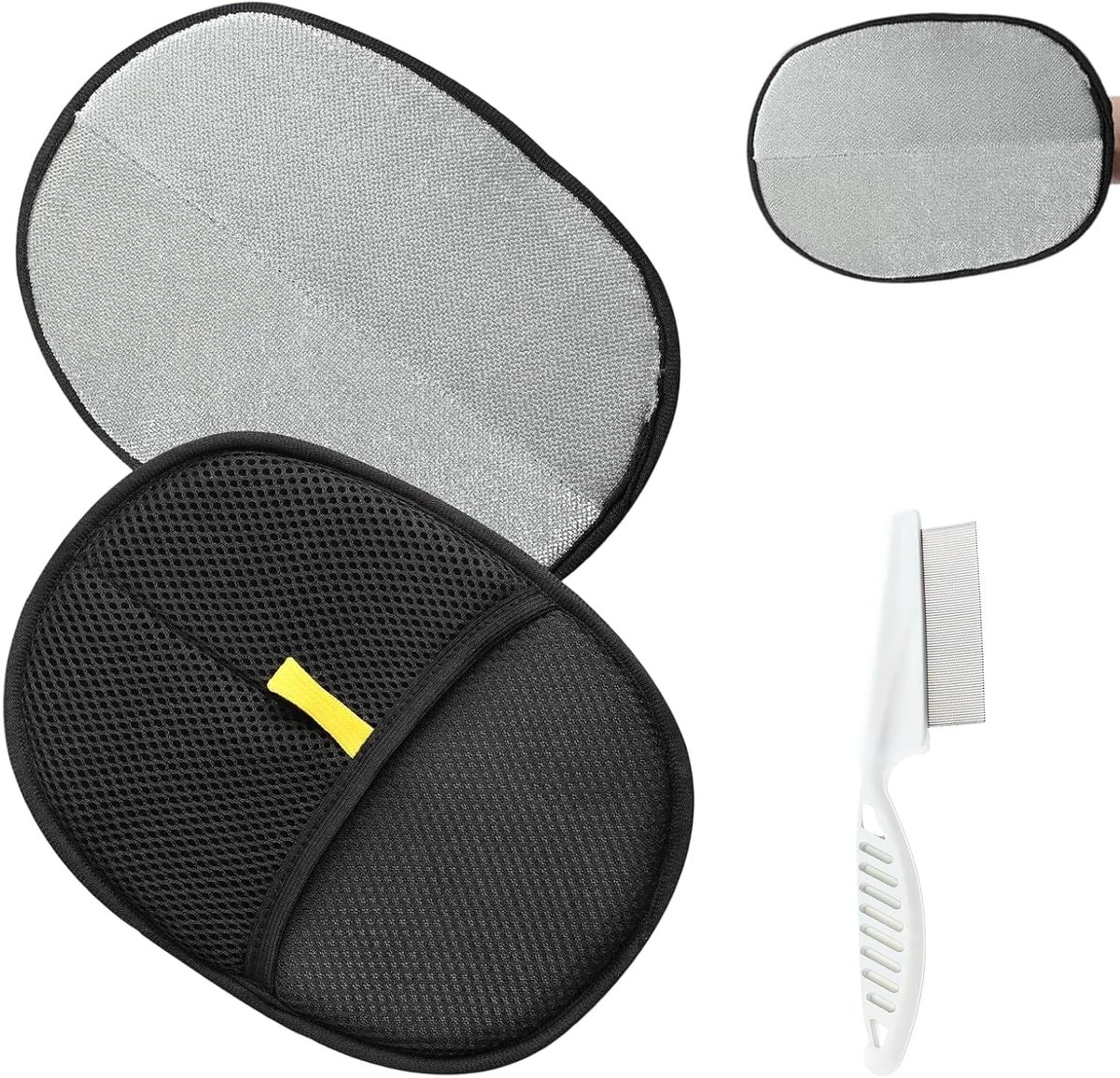 Handschoenen met bontmagneet, 2 stuks + huisdierkam, dubbelzijdige vachthandschoenen, herbruikbaar, voor katten en honden, haarverwijderaar voor kleding, bank, tapijt