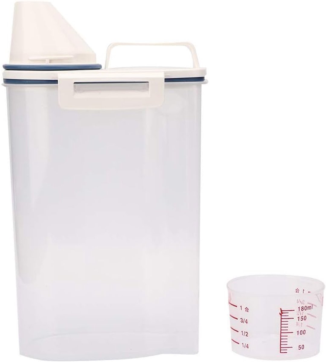 2kg Pet Food Storage Container 22,3 cm Hoogte PP Plastic luchtdichte vochtvrije emmer met meetbeker droog voedsel, houd vers voor hondenkat