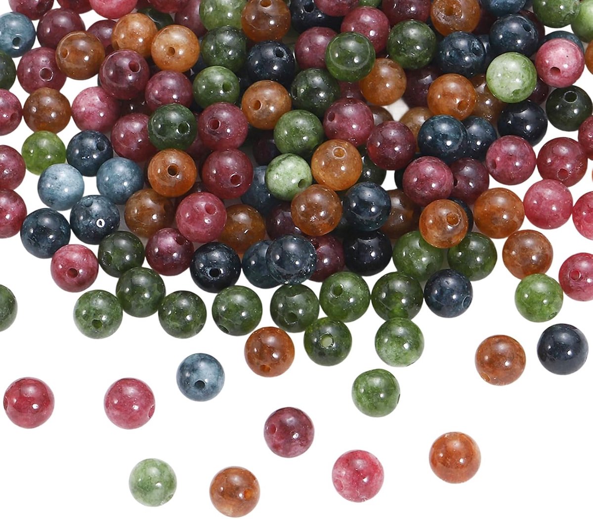 120 stuks 6 mm ronde natuurlijke Indiase agaatkralen, edelsteenkralen met gat, natuurstenen kralen om te rijgen voor doe-het-zelf armbanden, halskettingen en oorbellen, accessoires voor het maken van