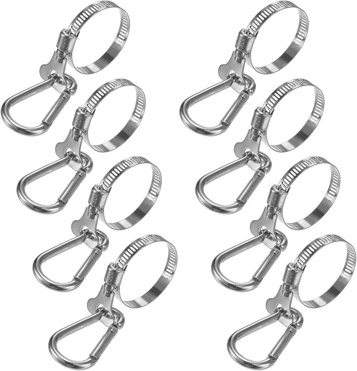 METERXITY 8-pack vlaggenmast ringen 0,8 - 1,7 inch, verstelbare vlaggenmast clips W vlaggenmast klem om vlag vast te houden, roestvrij stalen vlaggenmast clips doorvoertule ringen voor tuin, boot,